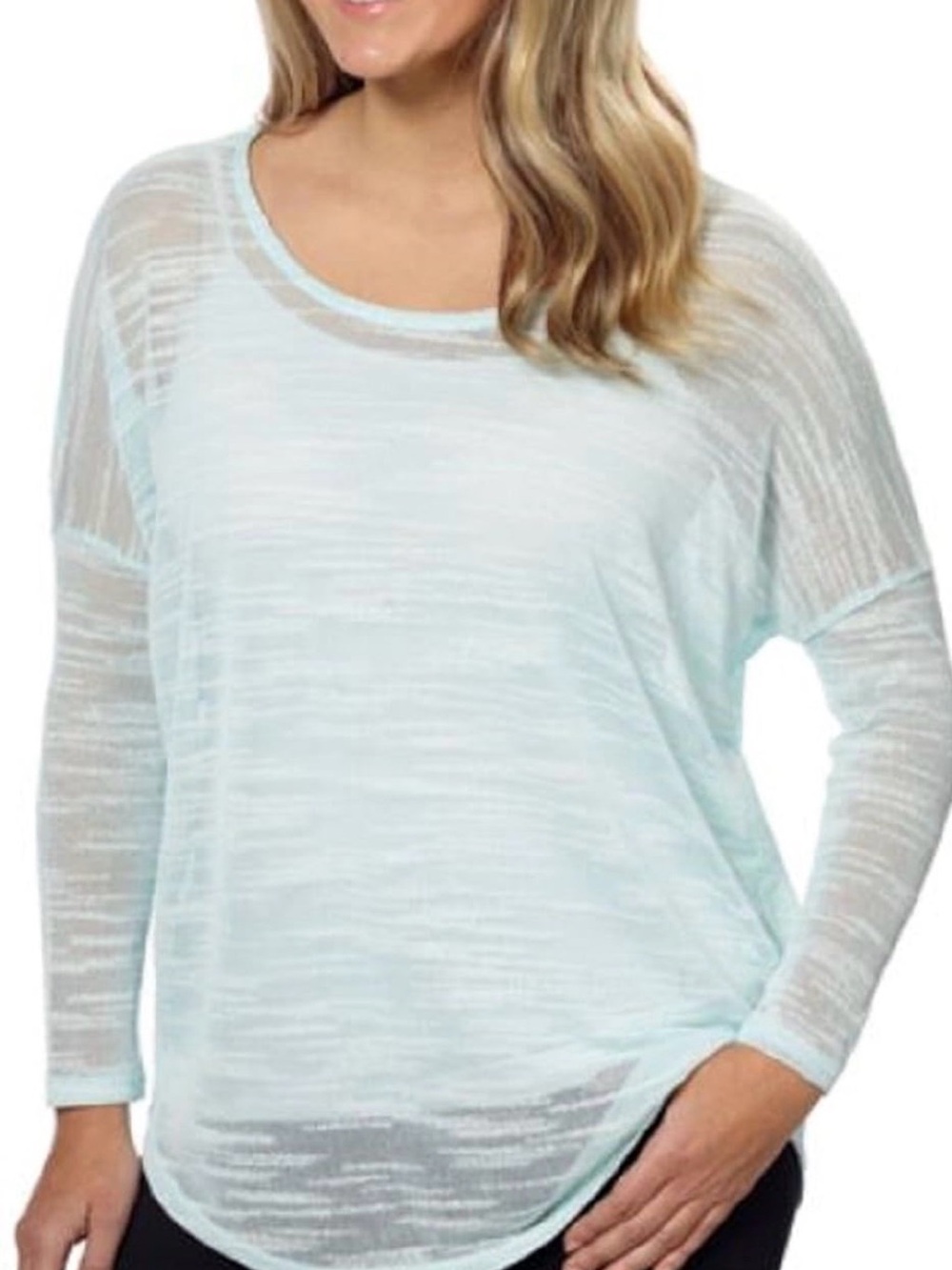 Olive & Oak Pale Aqua Scoop Neck Lightweight sheer Top